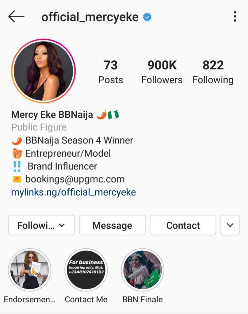 Mercy eke instagram