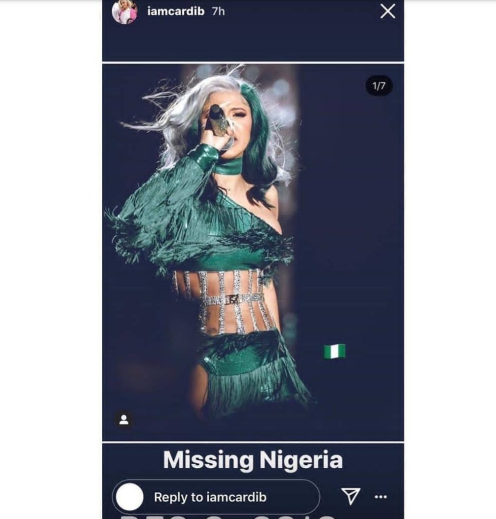 Cardi b misses nigeria