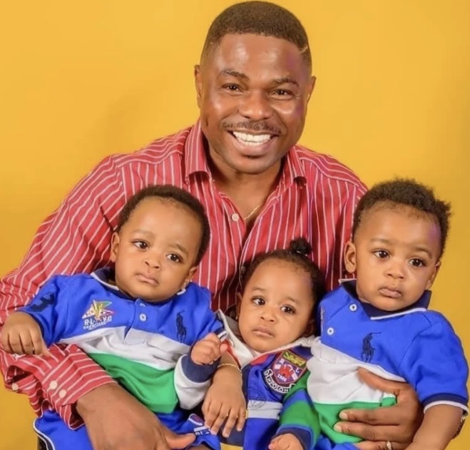 Yinka Ayefele and his triplets