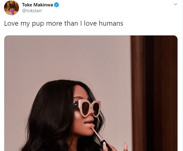 Toke makinwa and her Dog