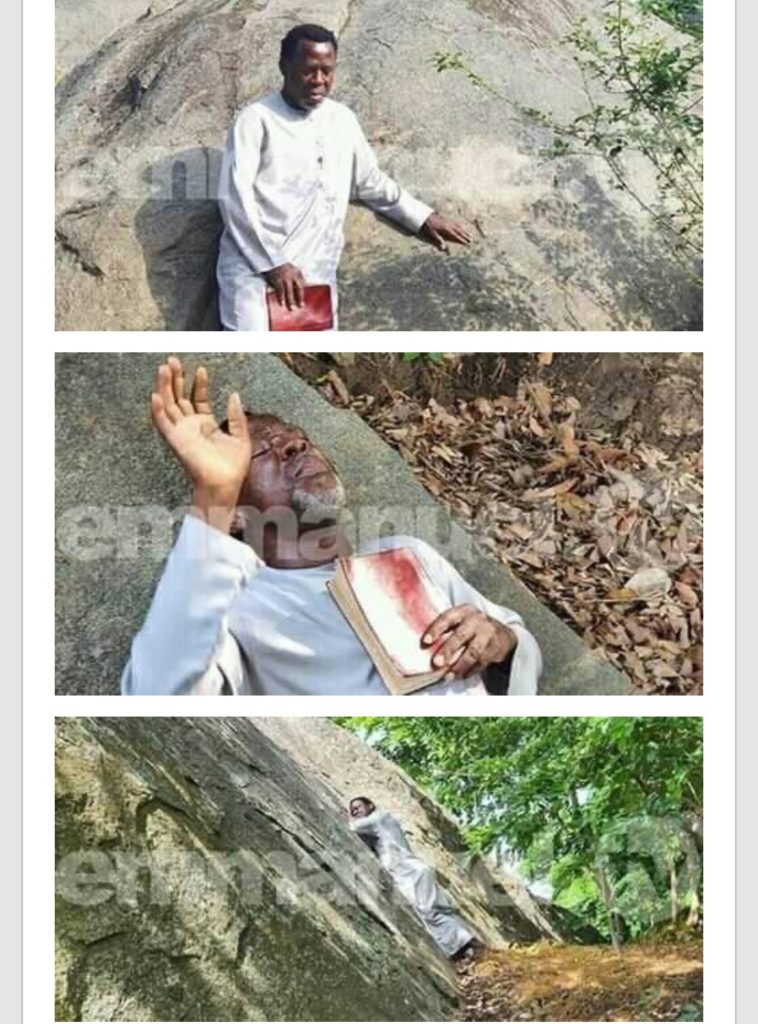 Pastor TB Joshua praying in Mountain