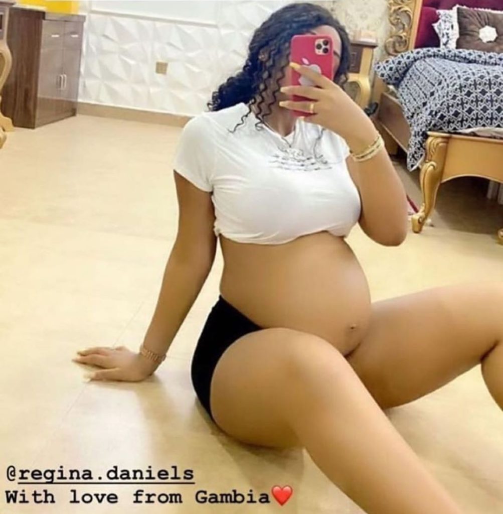 Regina Daniels baby bump