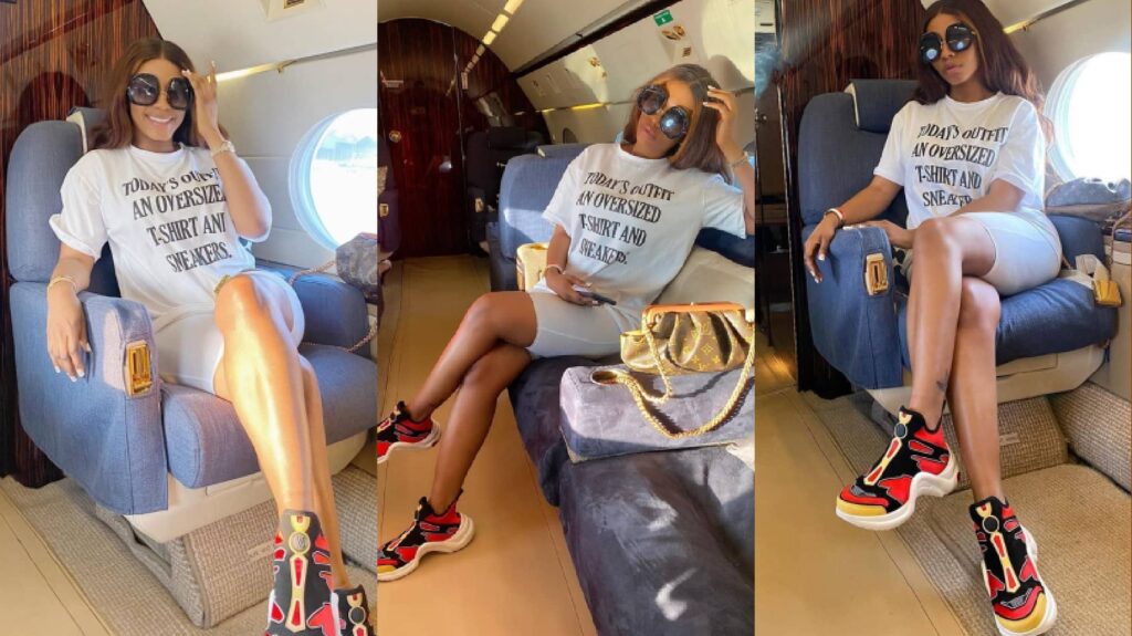Mercy Eke on plane